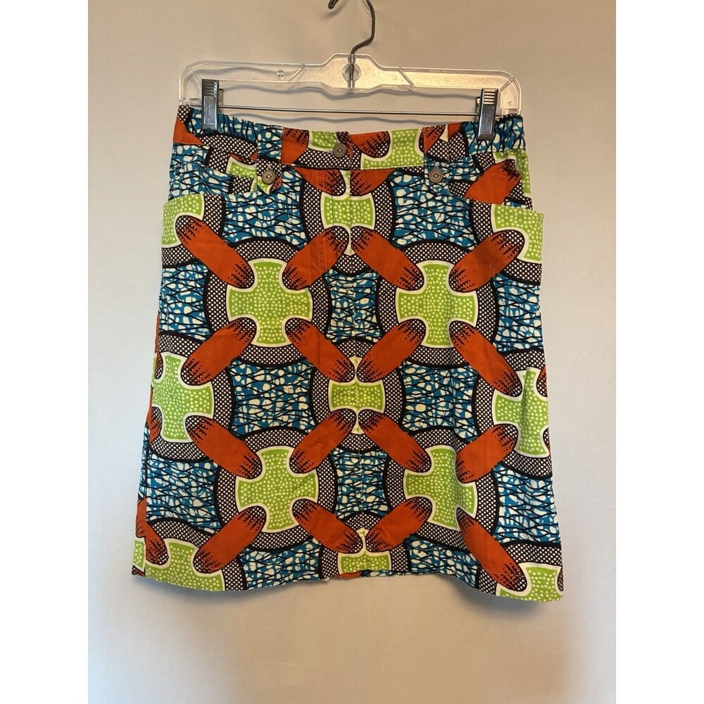 J McLaughlin Printed Skirt Size 4 Colorful Zip Up 100% Cotton